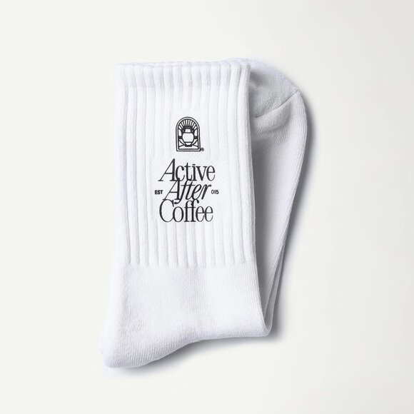 Active After Coffee White Crew Socks 4 Pairs O/S New - Picture 1 of 8